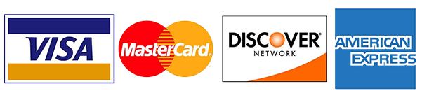 Visa, Mastercard, Discover and American Express accepted