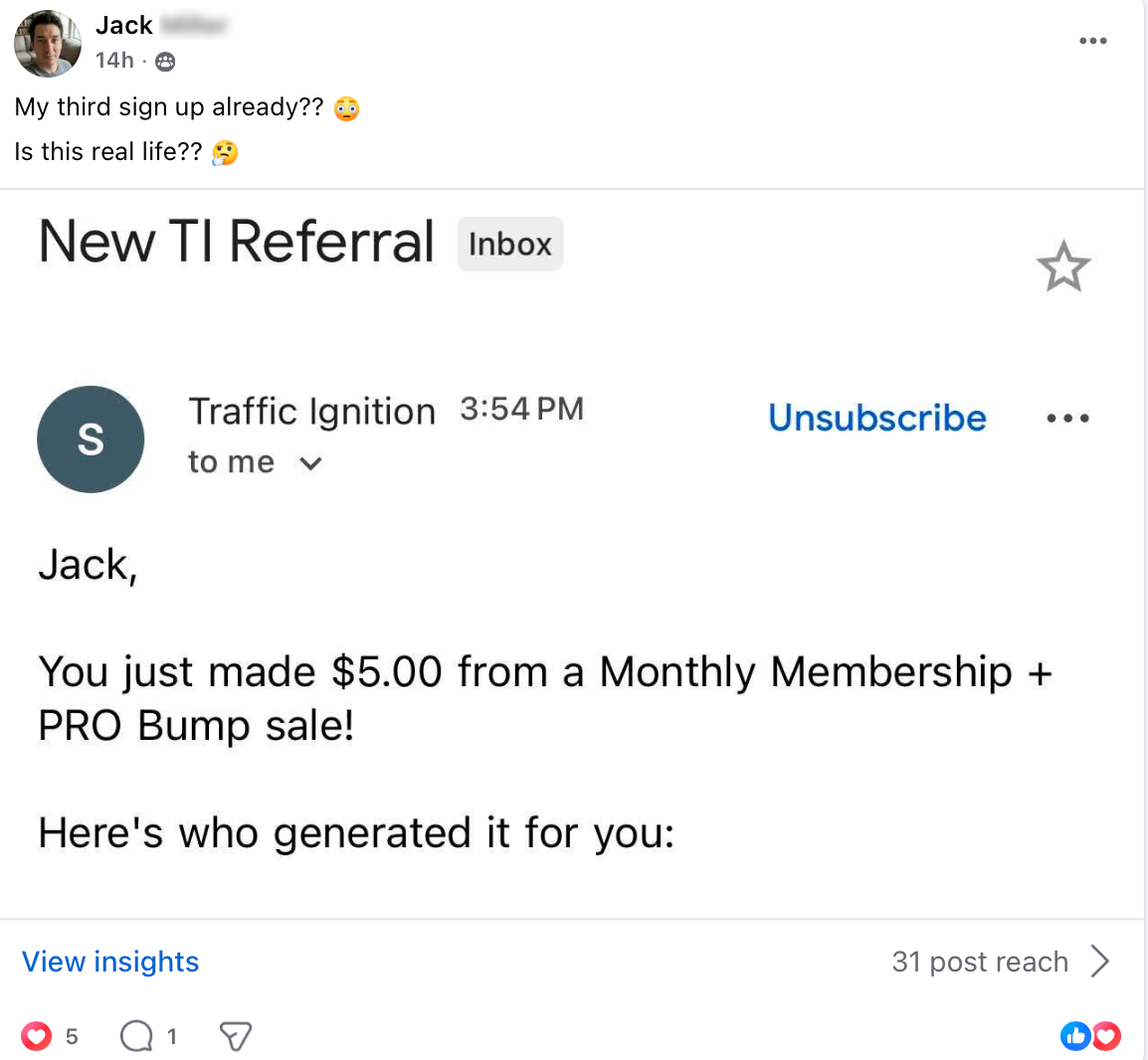 Facebook testimonial screenshot 3